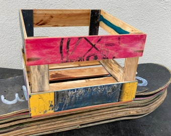 Recycled Skateboard Vinyl Record Crate