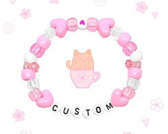 Bracciale Kandi personalizzato rosa pastello: accessori kawaii personalizzati