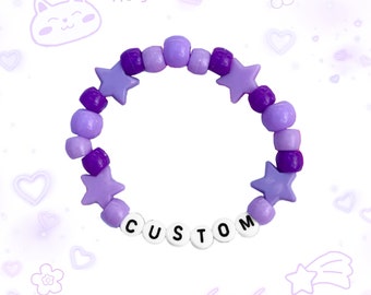 Bracciale Kandi viola personalizzato: accessori kawaii personalizzati