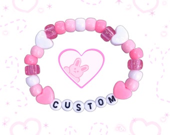 Braccialetto Kandi rosa personalizzato: accessori kawaii personalizzati