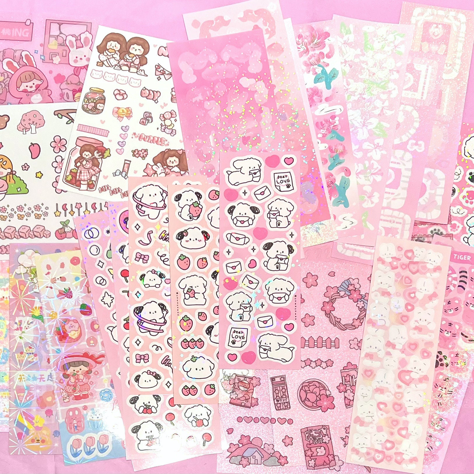 Kawaii Sticker Sheets Bundle: Pastel Scrapbooking Deco Photo Card ...