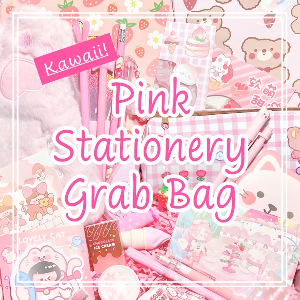 Pink Kawaii Stationery Set | Cute Mystery Stationary Bundle | Japanese Stationery Grab Bag | Pastel Stationary Set for Journaling Notetaking