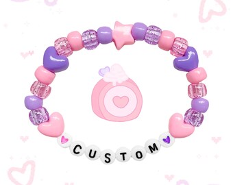 Purple & Pink Custom Kandi Bracelet: Pastel Kawaii Accessories