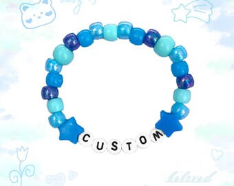 Bracciale Kandi personalizzato blu: accessori kawaii personalizzati