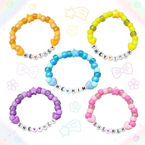 Pronoun Kandi Bracelet: LGBTQ+ Pride Jewelry