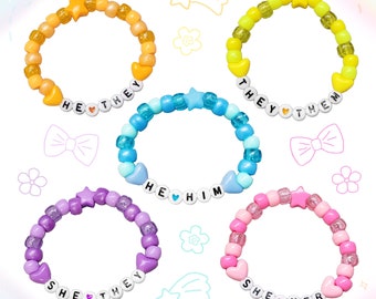 Pronoun Kandi Bracelet: LGBTQ+ Pride Jewelry