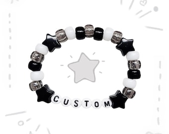 Custom Black & White Kandi Bracelet: Rave Accessories
