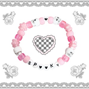Pastel Pink Spooky Kandi Bracelet | Pastel Goth Accessories | Kawaii Kandi Bracelet