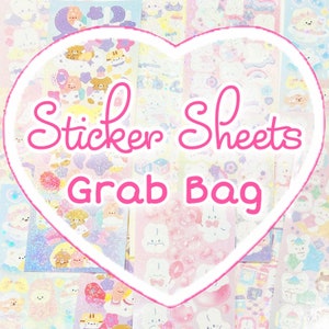 Kawaii Sticker Sheets Grab Bag | Deco Sticker Sheets Bundle | Photocard Decoration Stickers | Scrapbooking Stickers