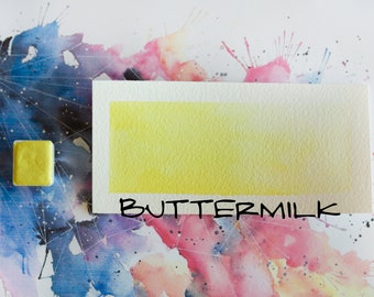 Buttermilk lemon yellow Handmade Watercolor Paint 1 half pan