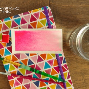 Flamingo Pink Neon Handmade Watercolor Paint 1 half pan