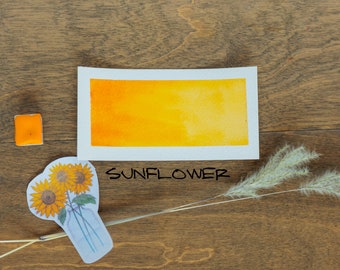 SunFlower Golden Yellow Handmade Watercolor Paint 1 half pan