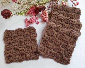 crocheted coasters for cups and glasses | Coasters Coffee Cups | Gift idea moving in | Coaster set 4 pieces brown