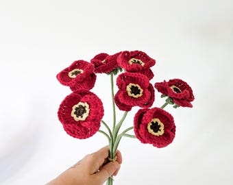 Crocheted poppy bouquet | Farewell gift for teachers | Floral bouquet decoration