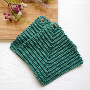 Crocheted pot holders different colors 1 pair Crocheted cotton pot holders useful kitchen utensils small gift idea Mintgrün