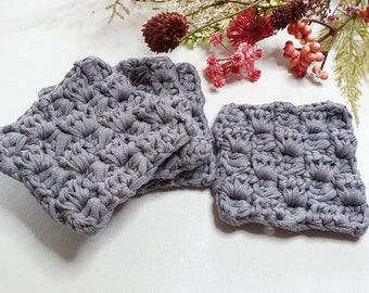 crocheted coasters for cups and glasses | Coasters Coffee Cups | Soap dish | Coaster set 4 pcs. Gray