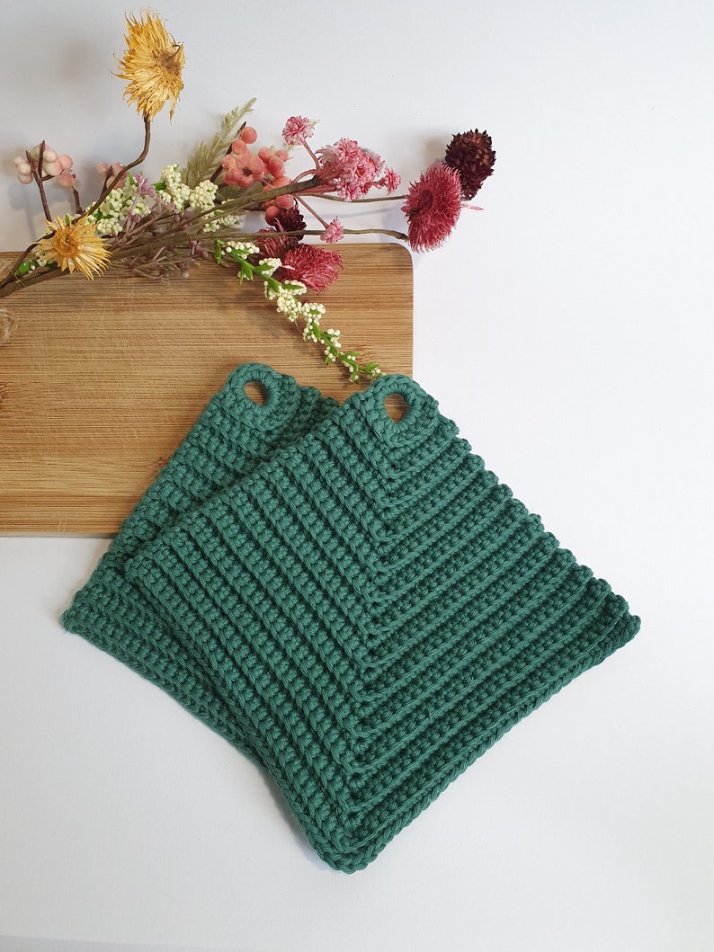 Crocheted pot holders different colors 1pair Gift idea Mintgrün