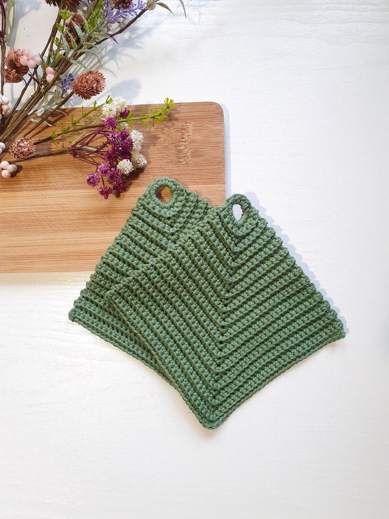 Crocheted pot holders different colors 1pair Gift idea Sage