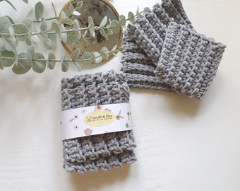 Soap dish crocheted gray 3 pieces | Soap pad for sink | crocheted soap pad | Bathroom utensil set | Bathroom decoration