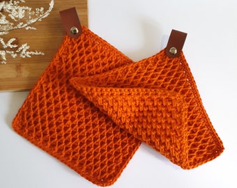 Pot holder crocheted rust cotton | crocheted pot holders 1 pair | Kitchen utensils | Baking and cooking utensils | Gift idea moving in