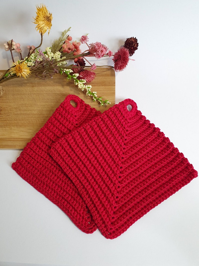 Crocheted pot holders different colors 1pair Gift idea Rot