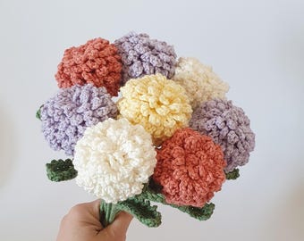Crocheted pom-pom bouquet made from cotton yarn | long-lasting floral decoration | sustainable gift | alternative bridal bouquet for weddings