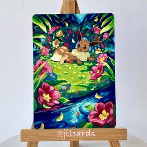 Eevee painted Pokémon card, hand painted Pokémon card