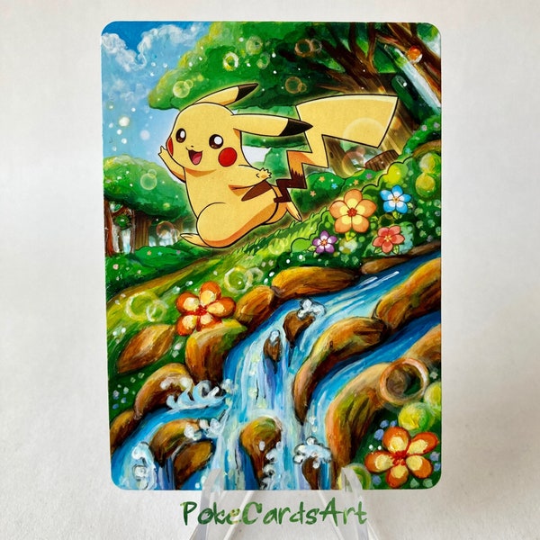Painted Pikachu Card Etsy