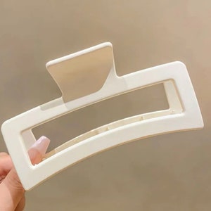 Oversized Hair Claw, Large White Claw Clip, Thick Hair Claw, Matte Ivory Claw Clip