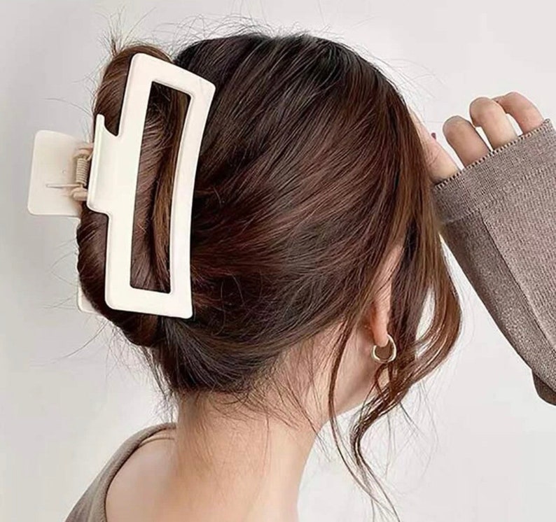 Oversized Hair Claw, Large White Claw Clip, Thick Hair Claw, Matte