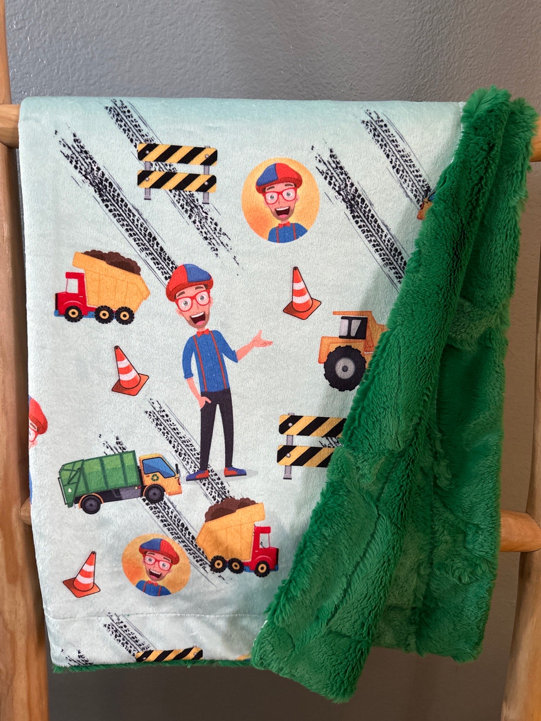 Minky Blippi Baby Blanket Construction Trucks Etsy