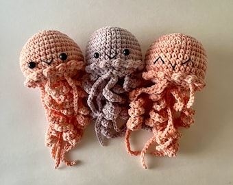 plushie JANICE the jellyfish: handmade amigurumi, crocheted stuffed sea animal plush