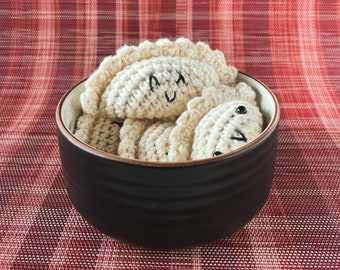 dumpling plushie: handmade crochet stuffed plush, AAPI gift, present, potsticker, gyoza, samosa, mandu, empanada, pierogi