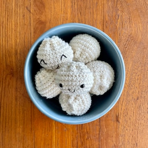 xiao long bao plushie: handmade crocheted stuffed plush, AAPI gift, present, mini char-shiu bao, dumpling, steamed bun