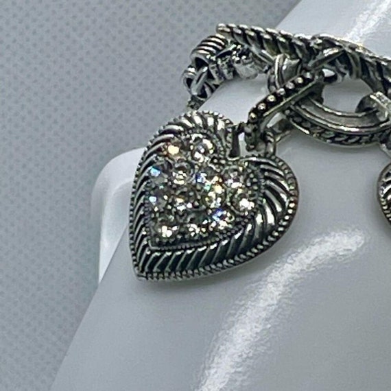 Vintage Rhinestone Double Heart Link Bracelet Wom… - image 4