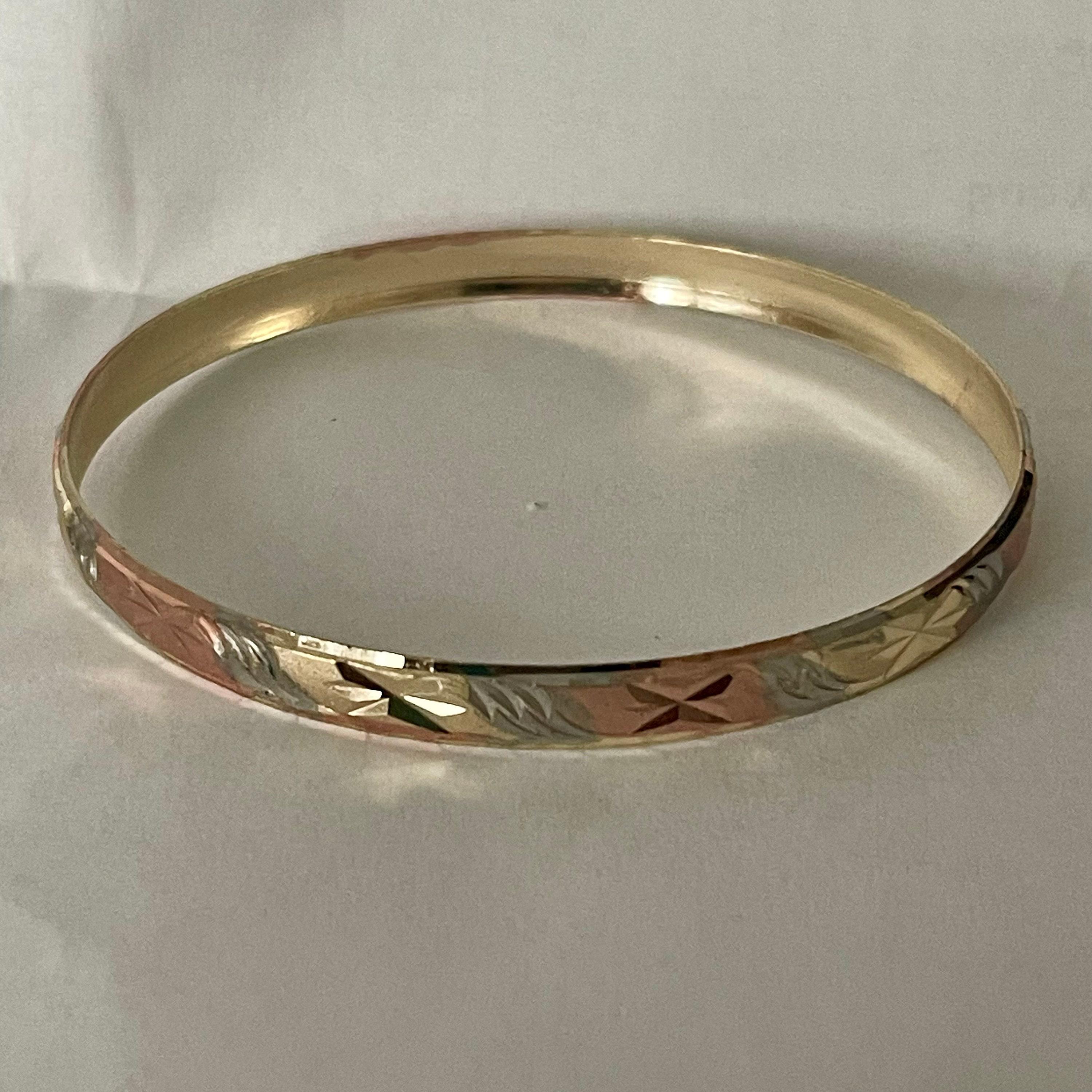Vintage Tri Colored Bracelet Womens 8” Gold Toned Bangle Vintage Tri Colored Bracelet Womens 8” Gold Toned Bangle