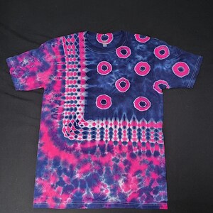 Large Donuts Tie Dye tshirt, phish, liquid dyed, hand tied, blue, red, multicolor, psychedelic, hippie