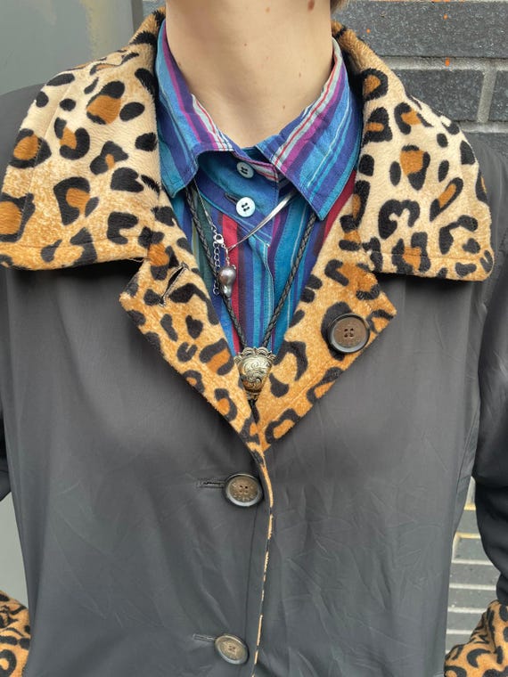 Reversible Leopard Print Overcoat - image 8