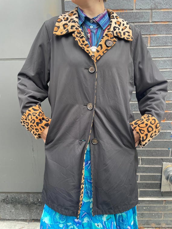 Reversible Leopard Print Overcoat - image 6