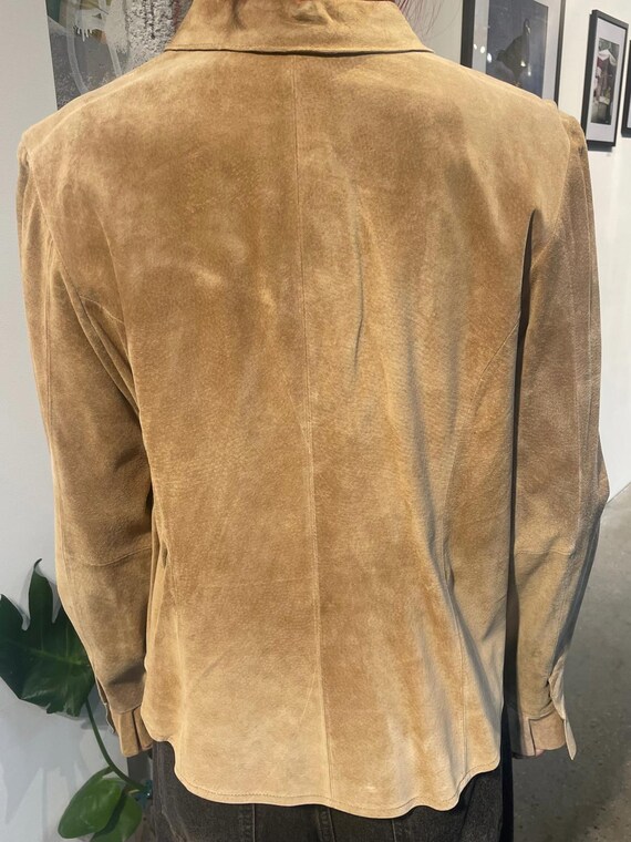 Suede Ruffle Front Button Blouse - image 3