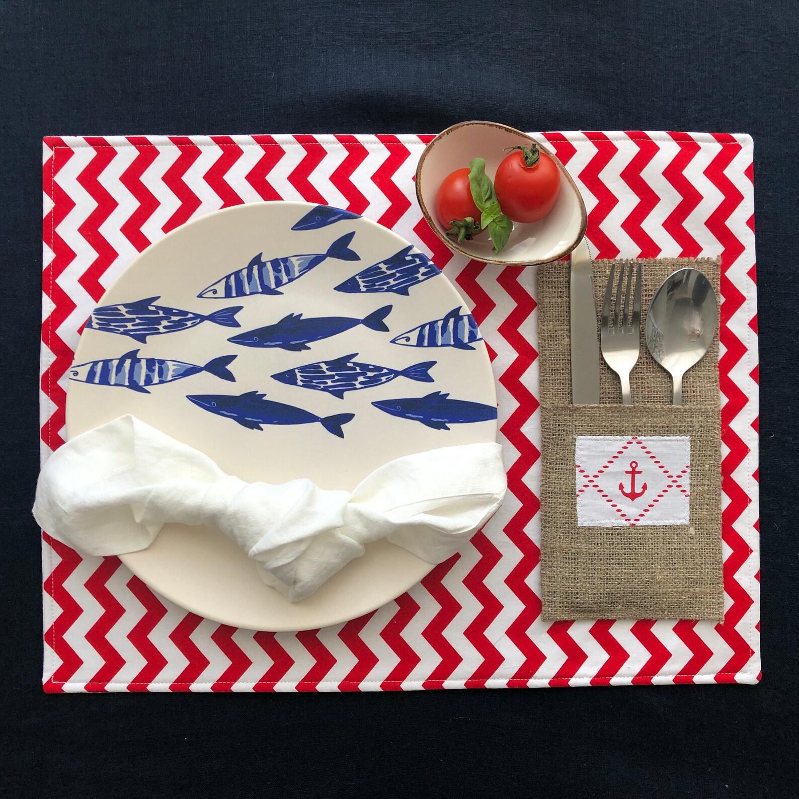 Placemats blue navy natural cotton mat for plates eco Etsy