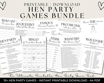 Junggesellinnenabschied Spiele Bundle | 10+ druckbare Brautparty Aktivitäten (Instant Download)