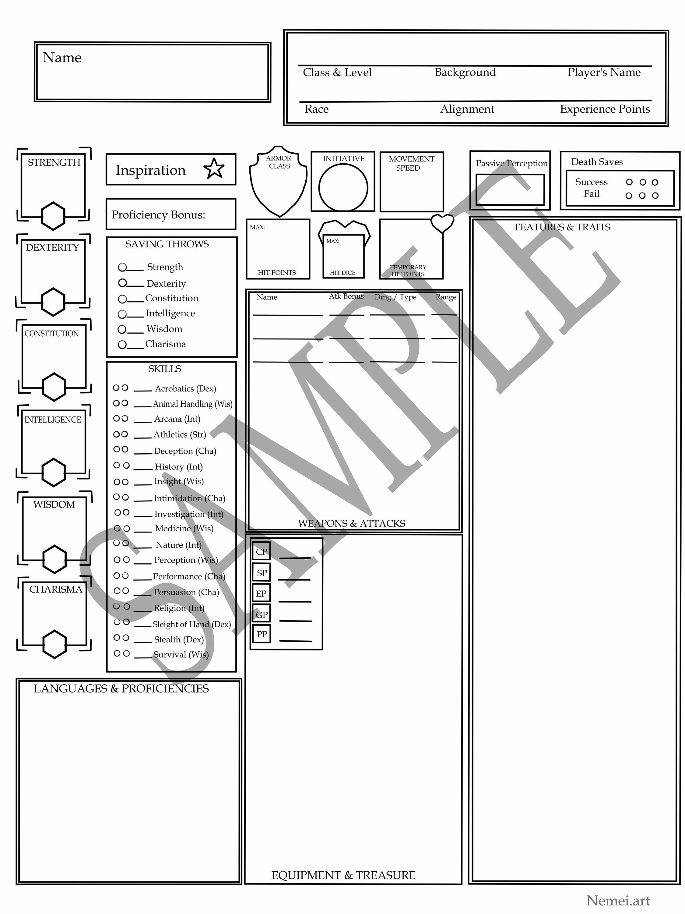 Simple Dnd Character Sheet