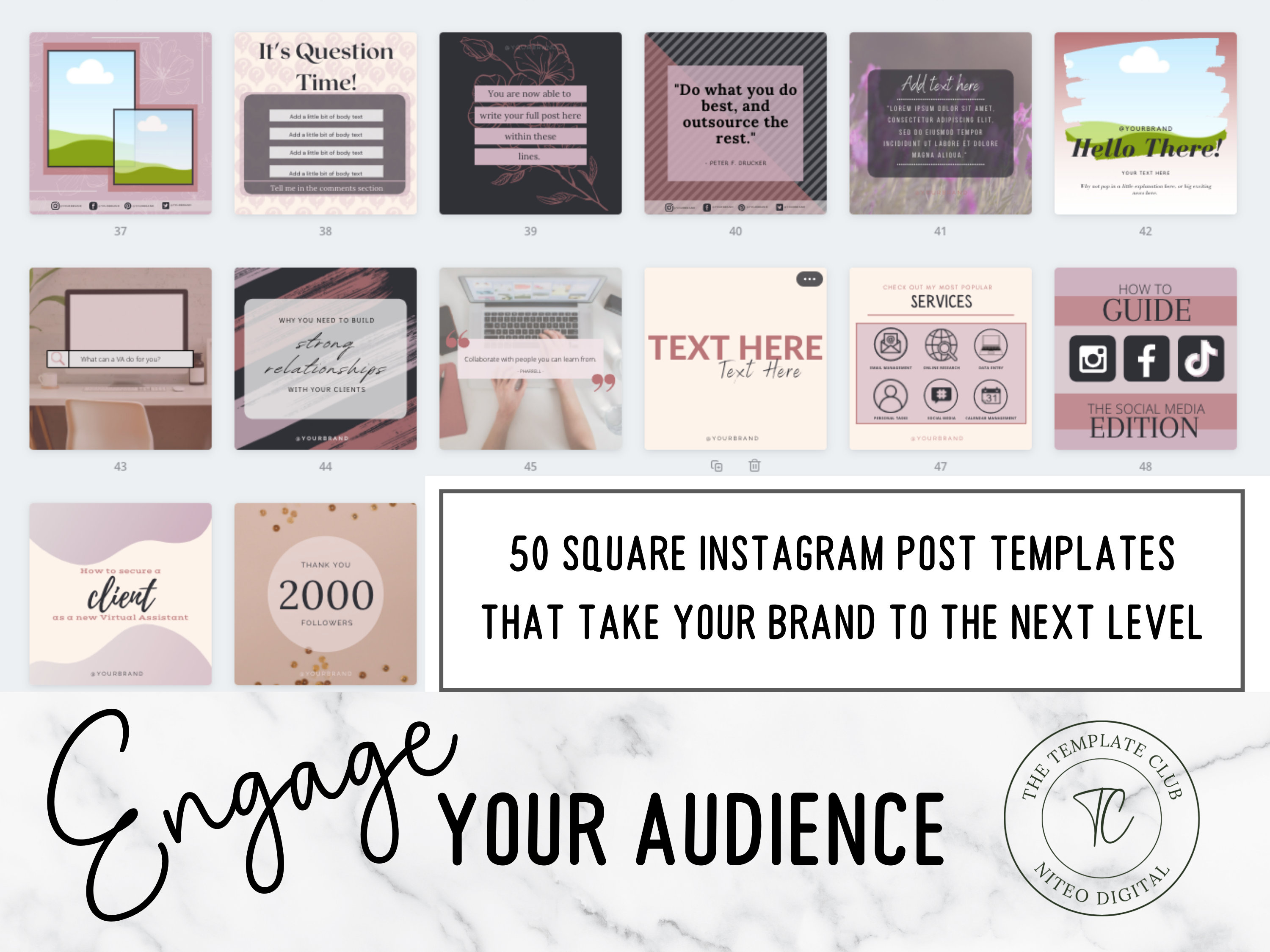 Virtual Assistant Instagram Post Templates Social Media Etsy