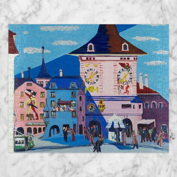 PUZZLE - Ernst Kirchner - Bern Belltower - City Square - Cathedral - Modern - Post Impressionism - Expressionism - Fauvism - Museum Quality