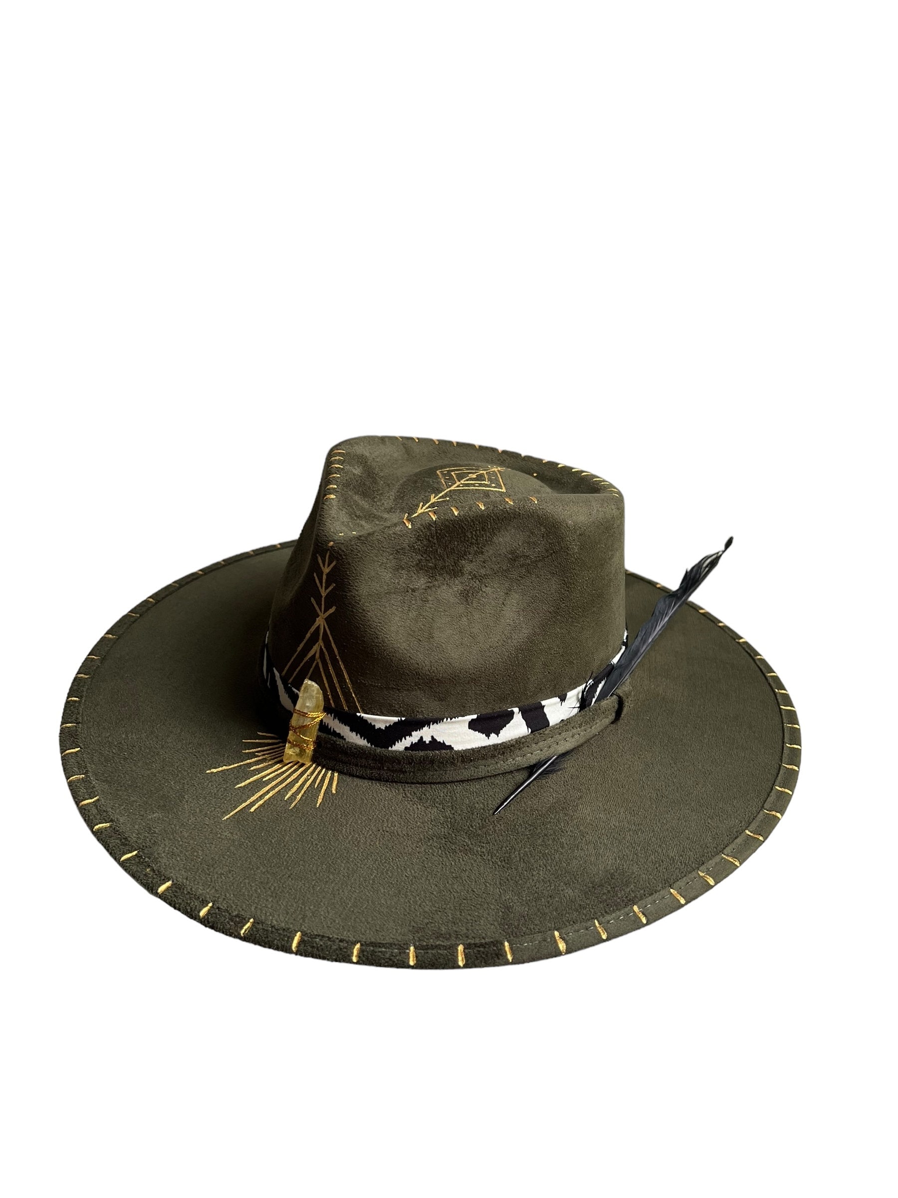 Beautiful Tulum Hat light green with charms Tulum Wide Brim Fedora UPF Sun Hat - Wallaroo Hat Company main image 4