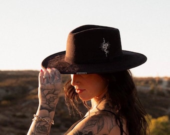 Stay Wild Fedora Hat | Handmade Boho Western Hat | Burning Man Festival Hat | Crystal Artisan Fedora