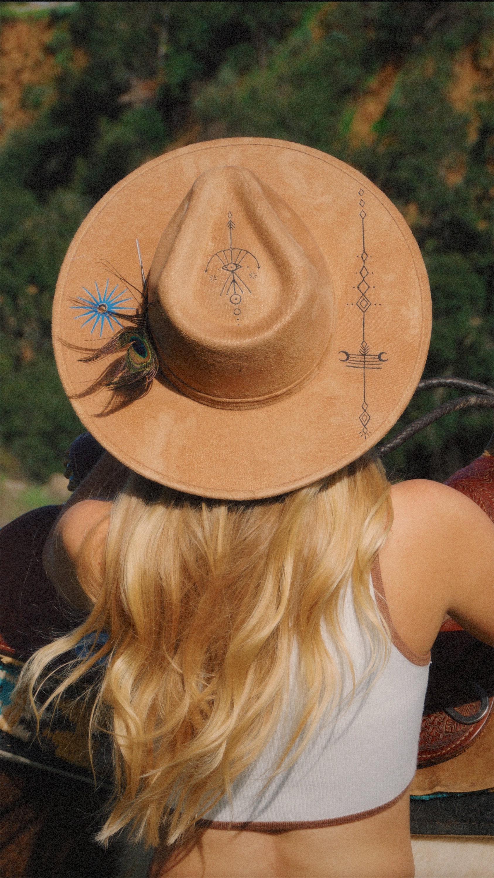 Custom made Tulum hat yuliazenma wearing a custom made Tuluminati Hat in Sedona  main image 2