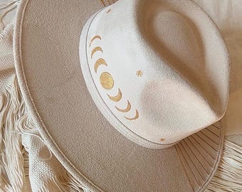 Fedora spirituale Lunar Crest Tulum Fase Oro Luna Fedora bianca