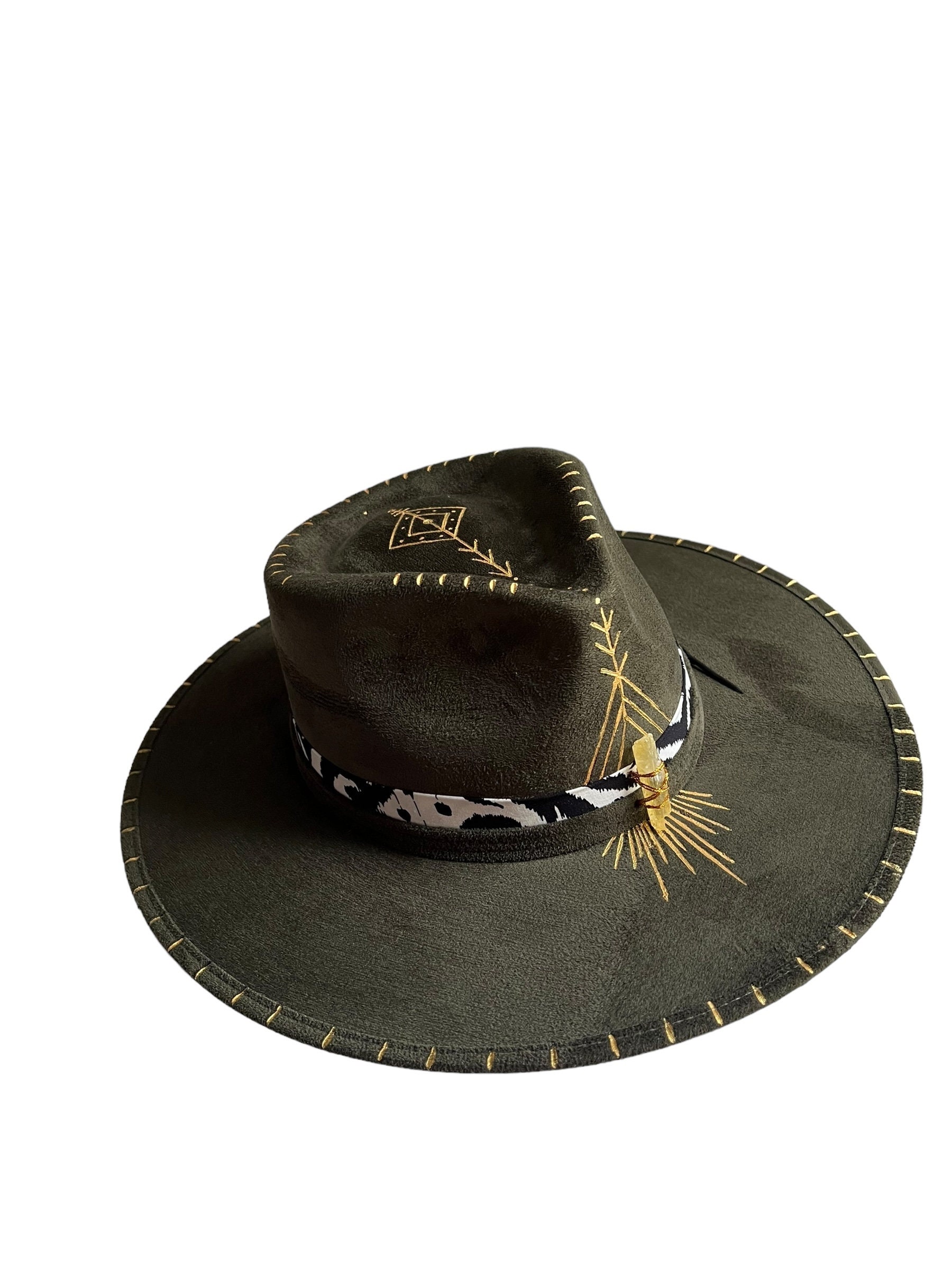 Beautiful Tulum Hat light green with charms Tulum Wide Brim Fedora UPF Sun Hat - Wallaroo Hat Company main image 2